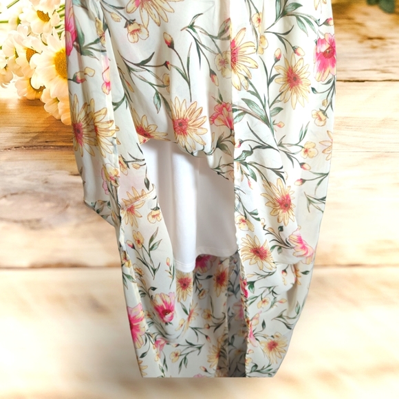 As U Wish Floral High-low Maxi Skirt Dress. Elastic top, simi-sheer with lining - Picture 5 of 7